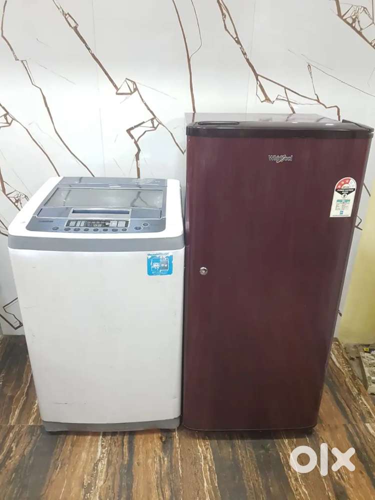 Whirlpool single door refrigerator and lg top load washing machine $