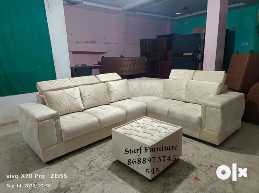 L shape corner sofa soft fabric for living room/5 seater