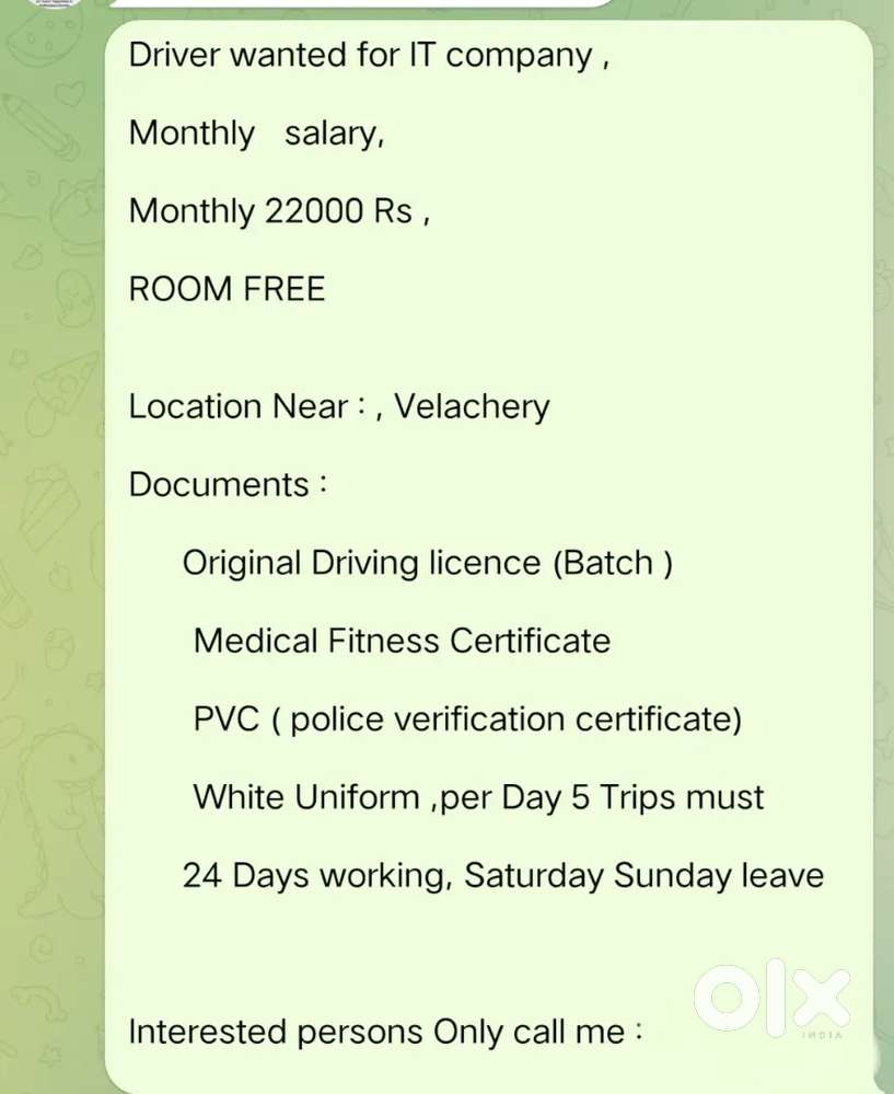 IT DRIVER wanted night duty only