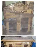 Wooden glass double showcase up & down