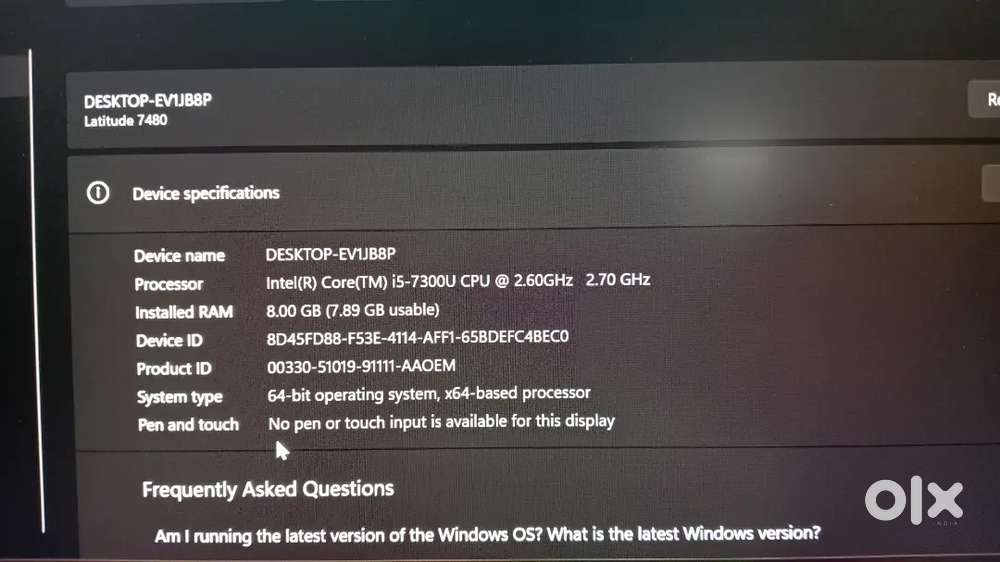 Dell laptop Intel core i5 7th gen.