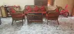 Cane 5 setter sofa set with center table