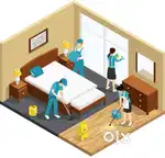 Hotel housekeeping room washroom cleaning