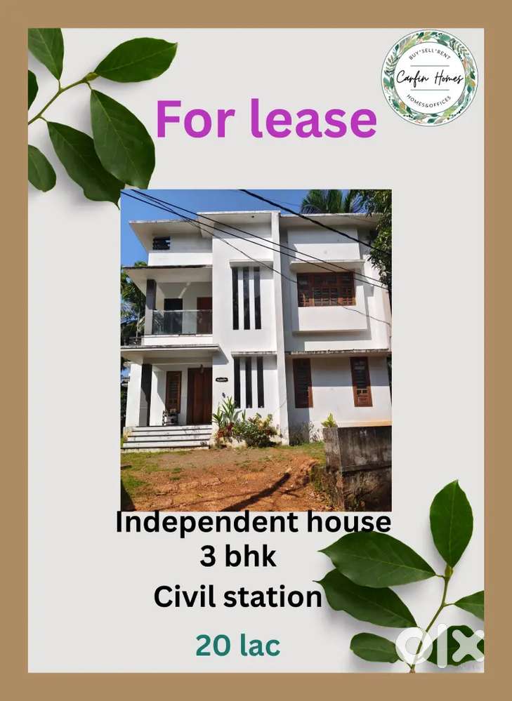 3 bhk house for lease at civil station