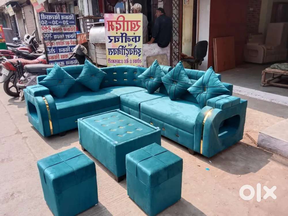 6 सीट सोफा कॉर्नर टेबल मुद्दे के साथ