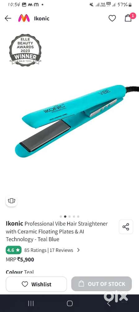 Ikonic vibe hair straightener white colour