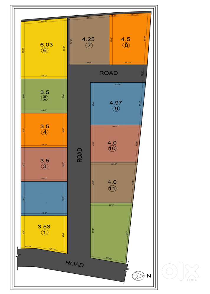 3.53, 3.5, 4.25, 4.5 and 4.97 Cents Land in Jeppinamogaru.