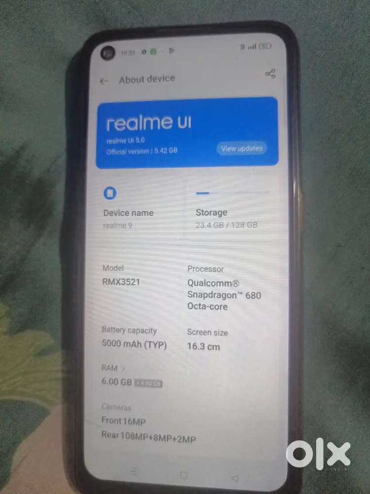 Realme 9 6 128 gb he no box no charjar no bill