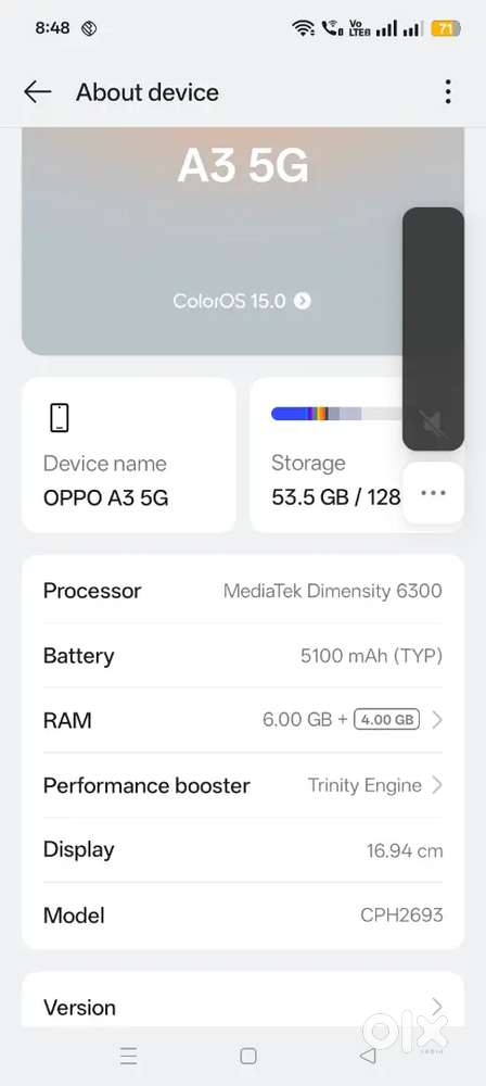 A3 6/128 Gb,one year old 45 watt fast charging