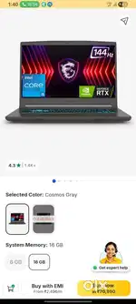 MSI Thin 15 Intel Core i5 12th Gen 12450H - 16 GB/512 GB SSD