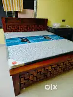 Teak wood cot and spring mattress