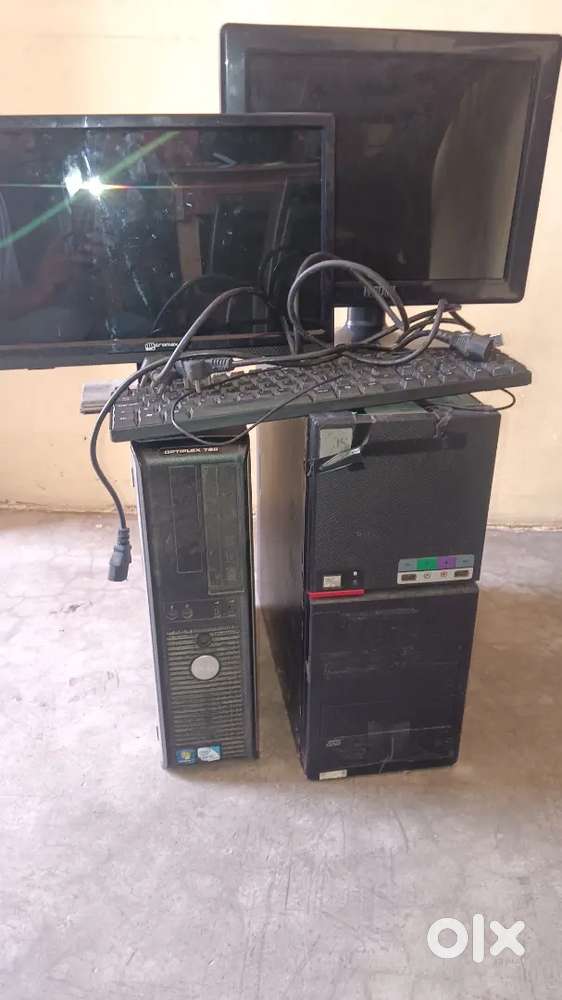 Desktop 2 cpu and 2 monitor keboard and dell laptop
