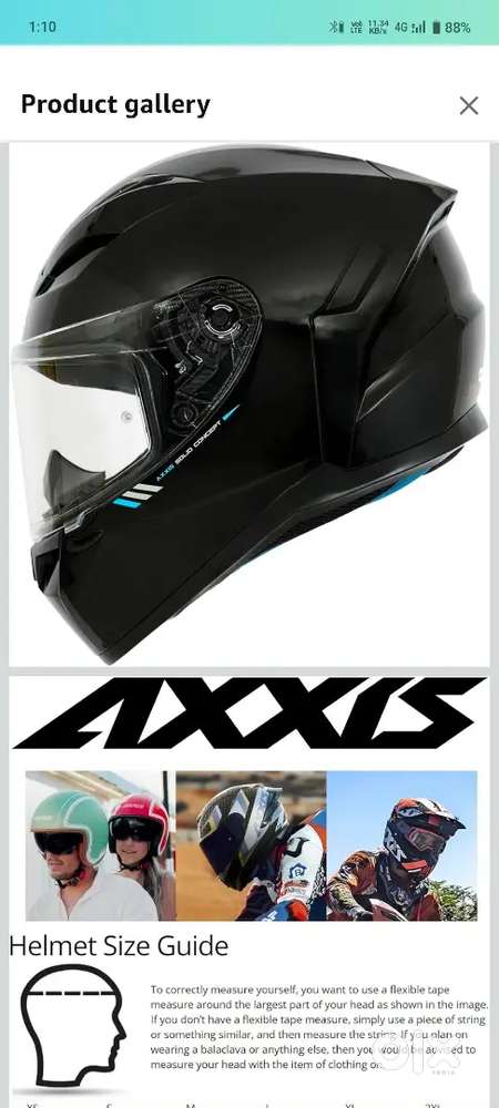 Axxis MT group helmet ISI & DOT certified medium size helmet