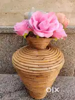 Cane flower pot basket bamboo chair table clock wall hanging mudda