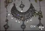 Full Stones Decorated Necklace with EarRings & Papdi Chain.