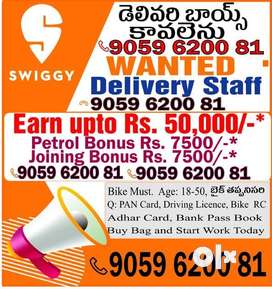 New openings for swiggy food delivery Jobs