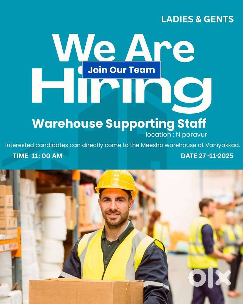 WARE HOUSE ASSITANT VACCANCY @NORTH PARAVUR ERNAKULAM