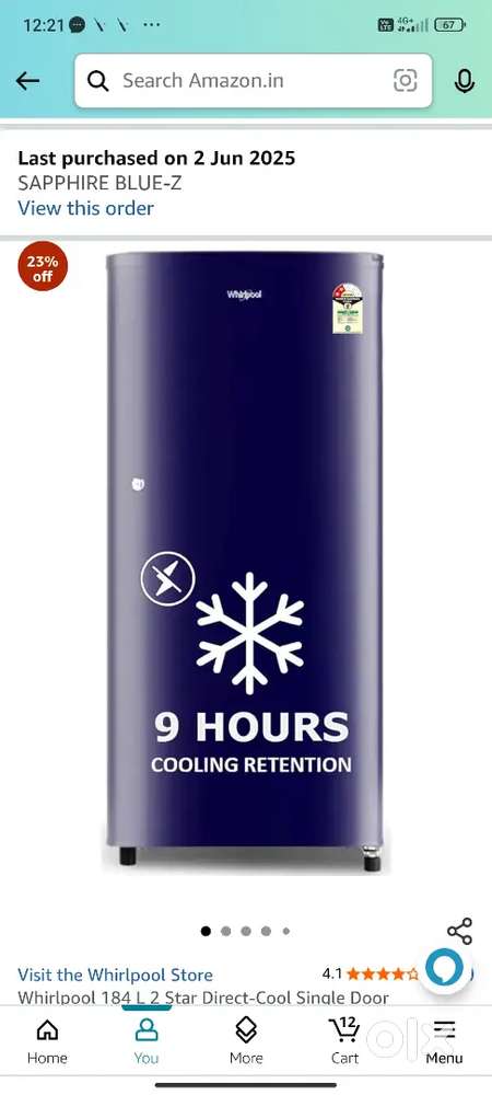 Whirlpool fridge 184L