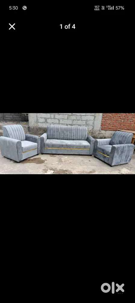 Golden finish 5 seater sofa
