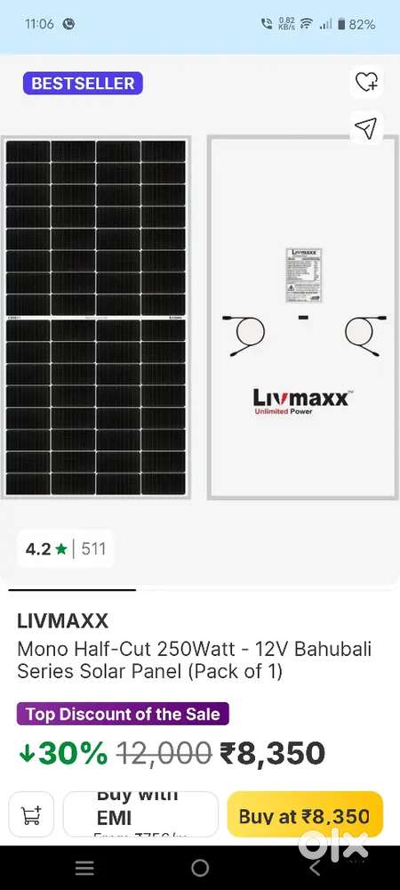 250watts/12v Mono half cut solar panel...Brand new