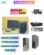 HDD - 500GB  Monitor  Keyboard Mouse  1 - Year Warranty