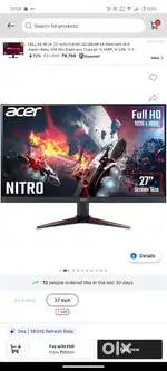 Acer Nitro 27Inch 165hz Box Pack Used for 20 days