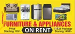 Furniture appliances on Rent available bed washing machine and all..