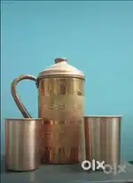 Pure copper jug with glass