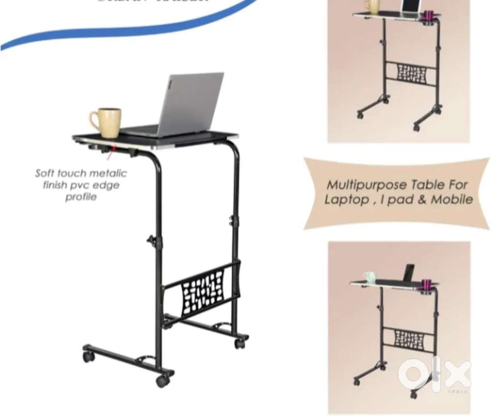 Laptop folding trolley table