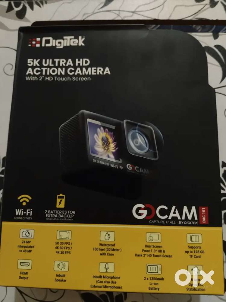 Digitek GOCAM 5K Ultra HD Action Camera – Dual Screen, Wi-Fi