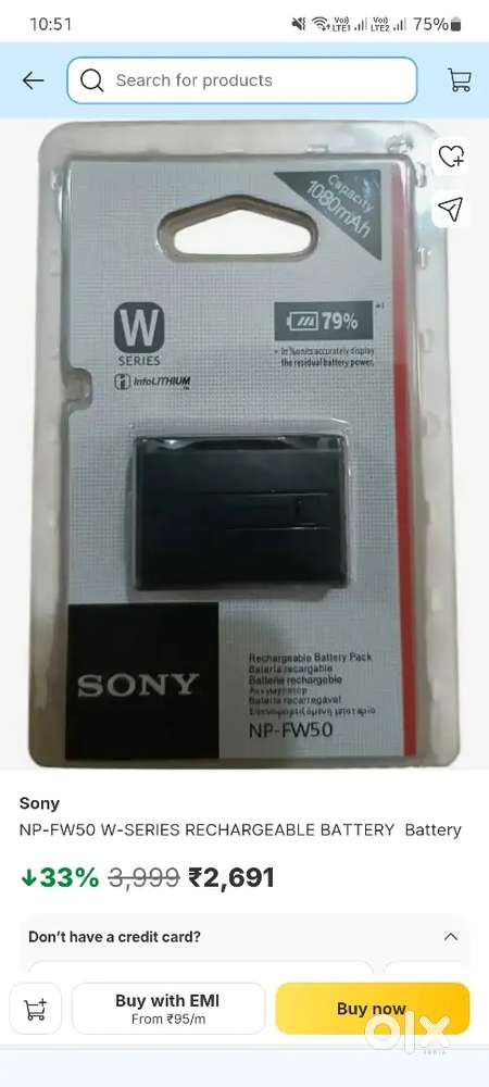 sony orignal battery,1 dummy battery, power bank free,and 1 charger