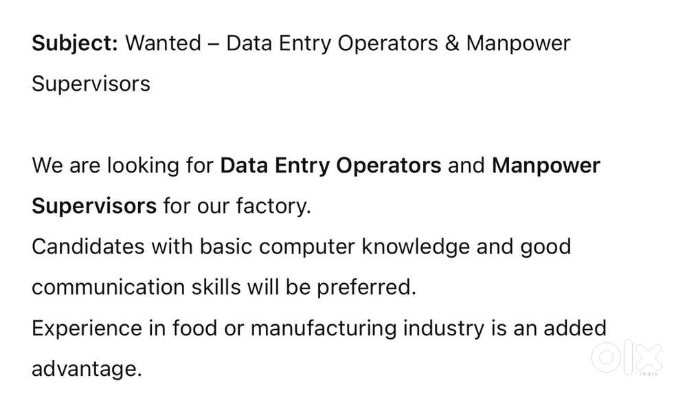 Manpower supervisors and data entry