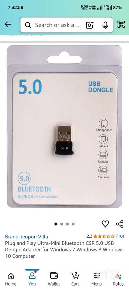 Mini Bluetooth CSR 5.0 USB Dongle Adapter
