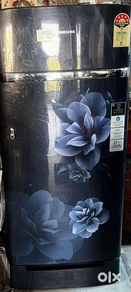 Refrigerator for sell, blue colour with flower motive