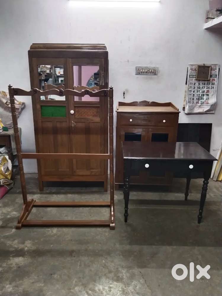 Antique Burma teak wood double door bero bookshel table Court stand