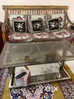 Sofa set with glass table
