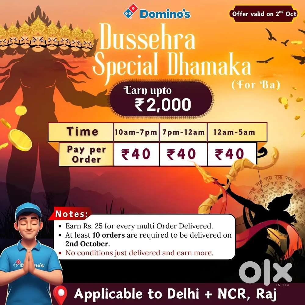 Dominos Pizza Delivery Boy required