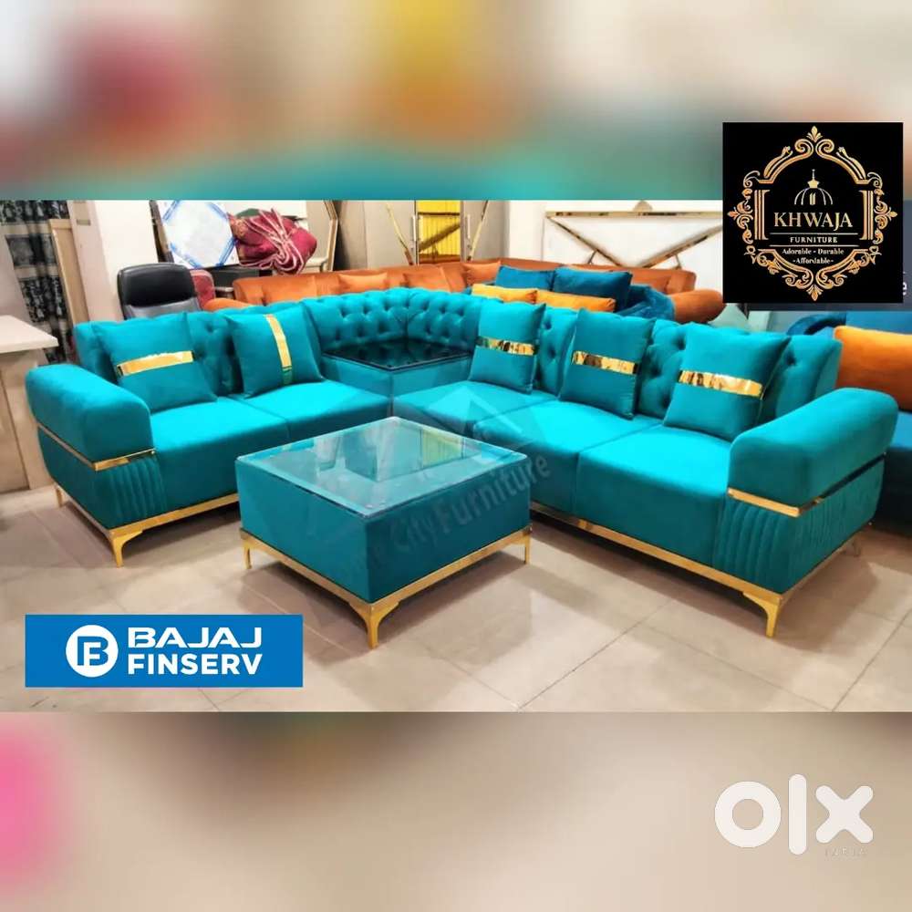 Khwaja furniture. Resonbale L corner sofa. Bajaj finance available.