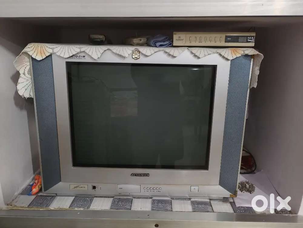 Colour tv with dish