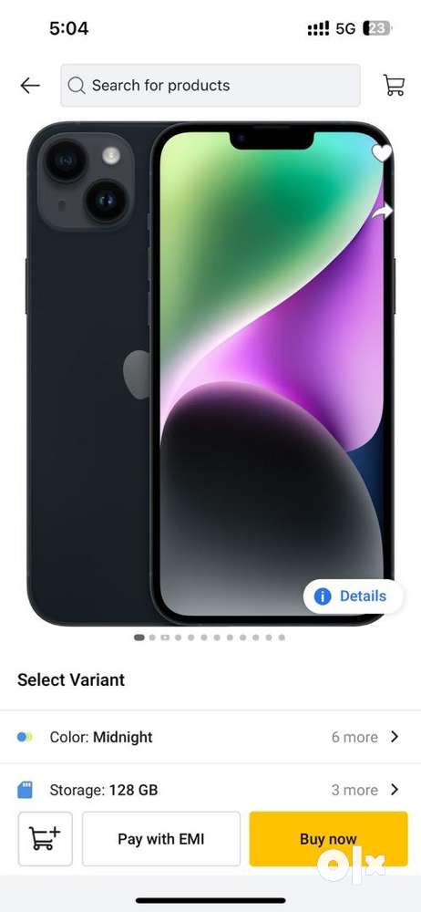 Iphone 14 plus Midnight 128 GB Seal pack Indian variant @65500