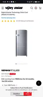 Samsung 183 litres singe door