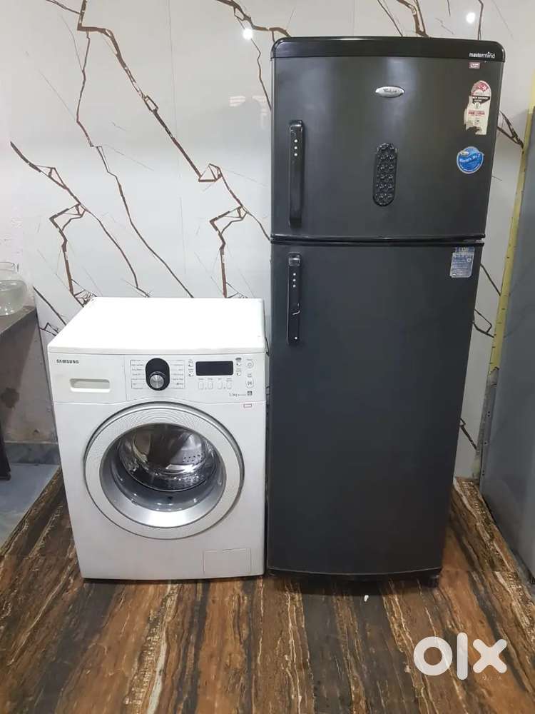 Whirlpool master mind double door refrigerator and washing machine