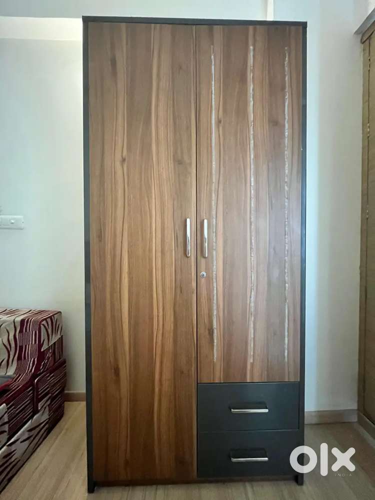 Spacious Two-Door Wardrobe with Mirror & Ample Storage