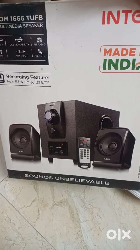Intex 2.1 channel speaker woofer with remote, sealed pack never used