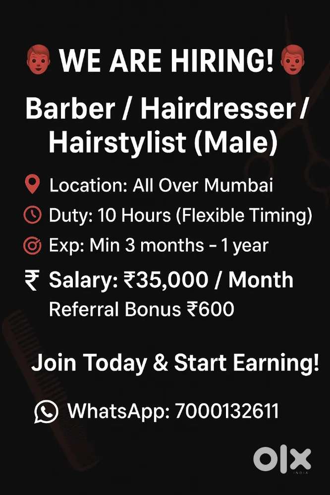 Barber / Hairdresser / Hairstylist/ Male (Job)