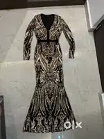 Quiz Black & Rose Gold Gown/ Dress