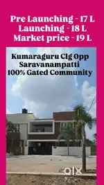 KCT MAIN ROAD KUMARAGURU CLG OPPOSITE DTCP GATED VILLAS FOR SALE