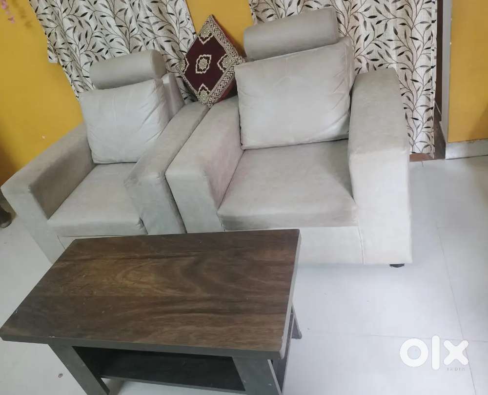 Two seater single sofa and coffee table