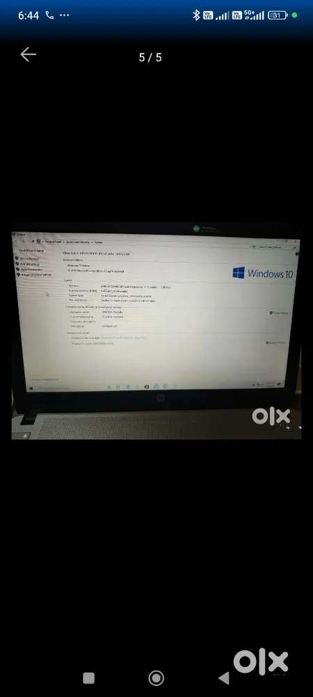 HP Laptop Ram8/256Gb memories ADM 6 processor