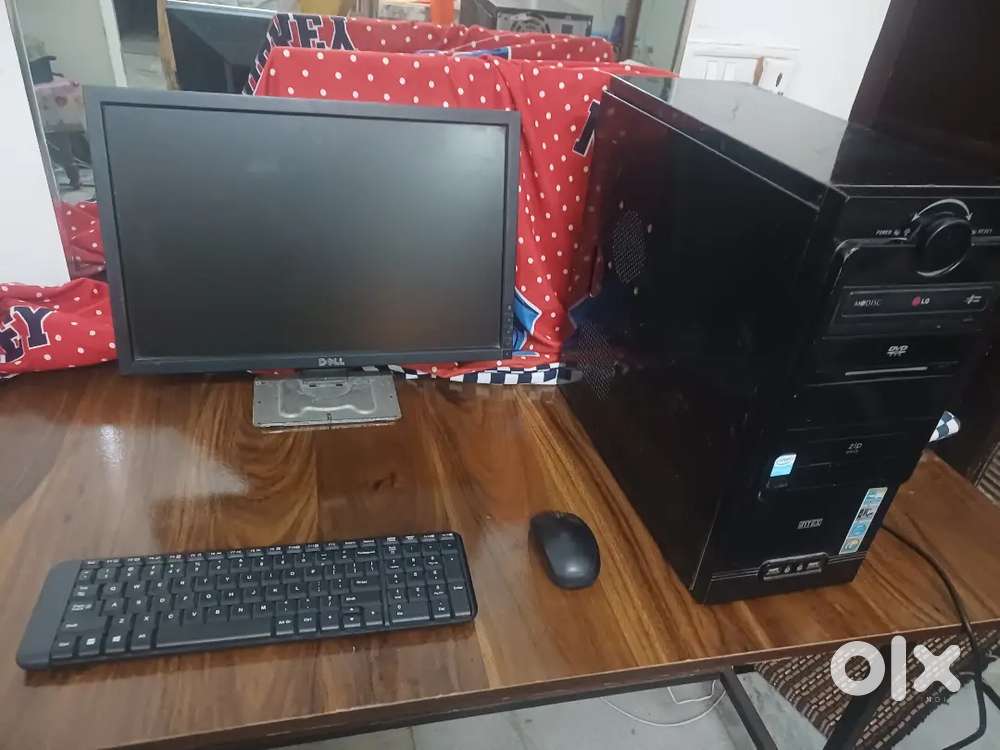 Monitor and cpu with keyboard and mouse